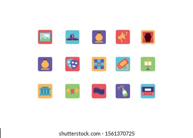 set of icons of entertainment on white background vector illustration design