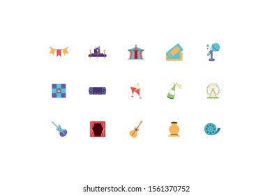 set of icons of entertainment on white background vector illustration design