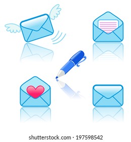 set of icons envelopes messages. vector illustration
