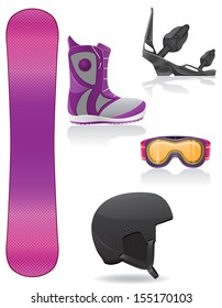 set icons equipment for snowboarding vector illustration isolated on white background