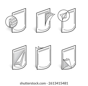 Set icons for example of a multilayer flexible packaging film structure for recycling. The outline icons are well scalable and editable. Great for infographic. EPS10.