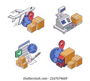 Set of icons for expedition and logistics business