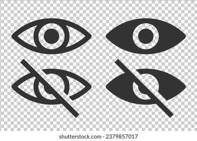 set of icons eye See and unsee symbol to display password visibility Password show or hide isolated on transparent background eps10