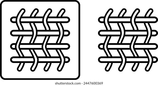 A set of icons with a fabric texture. Burlap, yarn for weaving, textile fabric, fabric concept. Vector icons with outlines highlighted on a white background. For web design and infographics.
