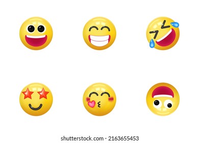 Set Icons Face Emotion Realistic 3d Stock Vector (Royalty Free ...