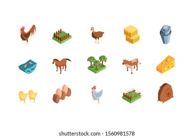 set of icons of farm on white background vector illustration design