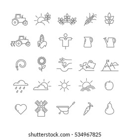 Set of icons with farming life