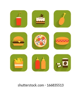 Set of icons of fast food