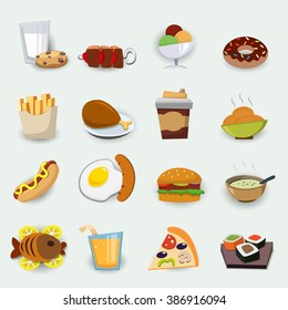 Set of icons with fast food.