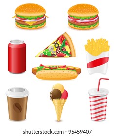 set icons of fast food vector illustration isolated on white background