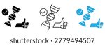 Set of icons featuring thumbs up and DNA double helix with checkmarks, symbolizing genetic approval and confirmation