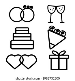 Set of icons from figures on the theme wedding for prmienniya in web design