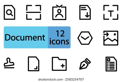 set of icons for File Transfer, paper and Documents. Line Icon Collection