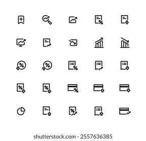 A Set Of Icons For A Financial App - Editable Stroke