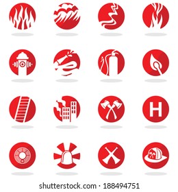 Set icons of firefighter.