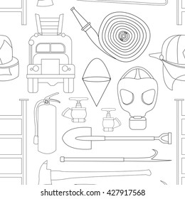 Set icons of firefighting equipment pattern