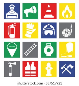 Set icons of firefighting equipment vector illustration