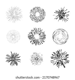 Satz von Symbolen für Feuerwerkskörper, Vektorgrafik-Set