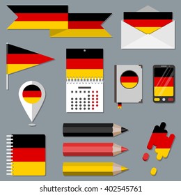 Set of icons with flag elements. Germany