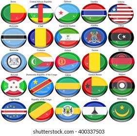 Set of icons. Flags of the Africa.   
