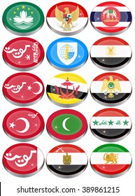 Set of icons. Flags of the Asia.   