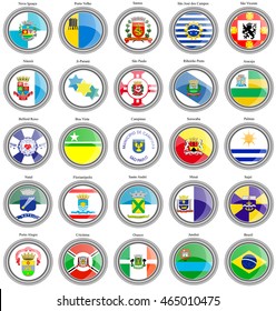 Set of icons. Flags of the Brazilian cities.   