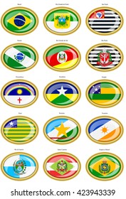 Set of icons. Flags of the Brazilian states.   