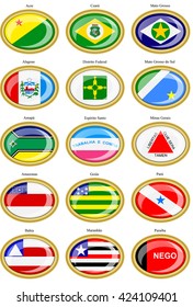 Set of icons. Flags of the Brazilian states.   