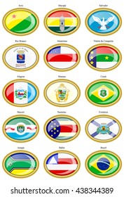 Set of icons. Flags of the Brazilian states and cities.   