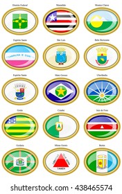 Set of icons. Flags of the Brazilian states and cities.   