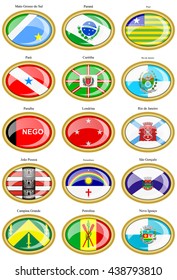 Set of icons. Flags of the Brazilian states and cities.   