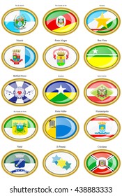 Set of icons. Flags of the Brazilian states and cities.   