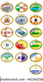 Set of icons. Flags of the Brazilian states and cities.   