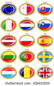 Set of icons. Flags of the European Union.   