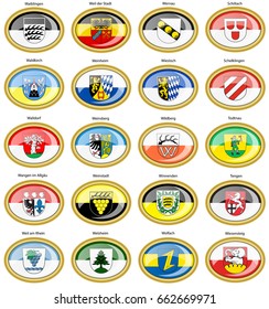 Set of icons. Flags of german cities (Baden-Wurttemberg). 