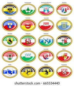 Set of icons. Flags of german cities (Bavaria). 