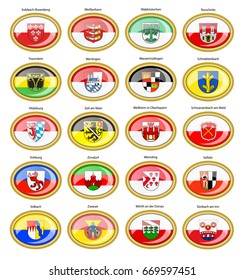 Set of icons. Flags of german cities (Bavaria). Vector. 3D.    