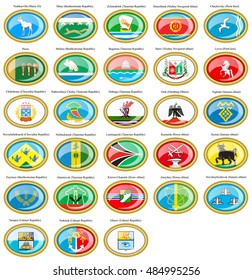 Set of icons. Flags of the Russian cities (Volga Federal District).   