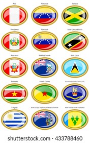Set of icons. Flags of the South and Central America.   