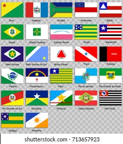 Set of icons. Flags of the states of Brazil