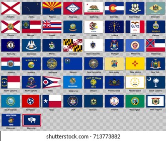 Set Of Icons. Flags Of The States Of USA