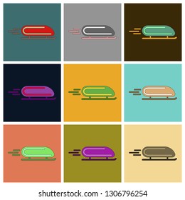 Set of Icons in flat design bobsled