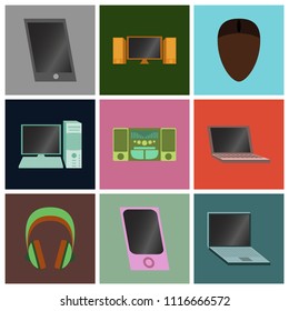 Set icons in flat design Electronic gadgets