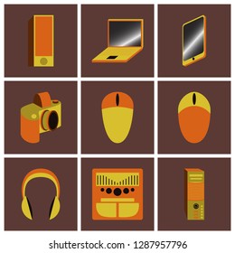 Set icons in flat design Electronic gadgets