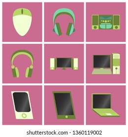 Set icons in flat design Electronic gadgets