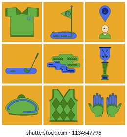 Set of Icons in flat design Golf equipments