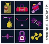 Set of Icons in flat design gym