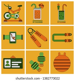 Set of Icons in flat design Gym equipment