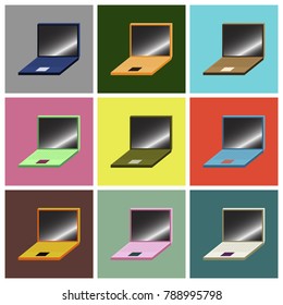 Set icons in flat design laptop