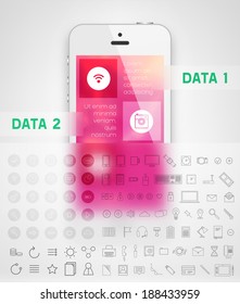 Set of icons. Flat Design. Mobile Phones, Tablet PC, Web and Apps vector icons. Marketing and Time Management Services Illustrations. Digital Art. Responsive internet advertising and pay templates.